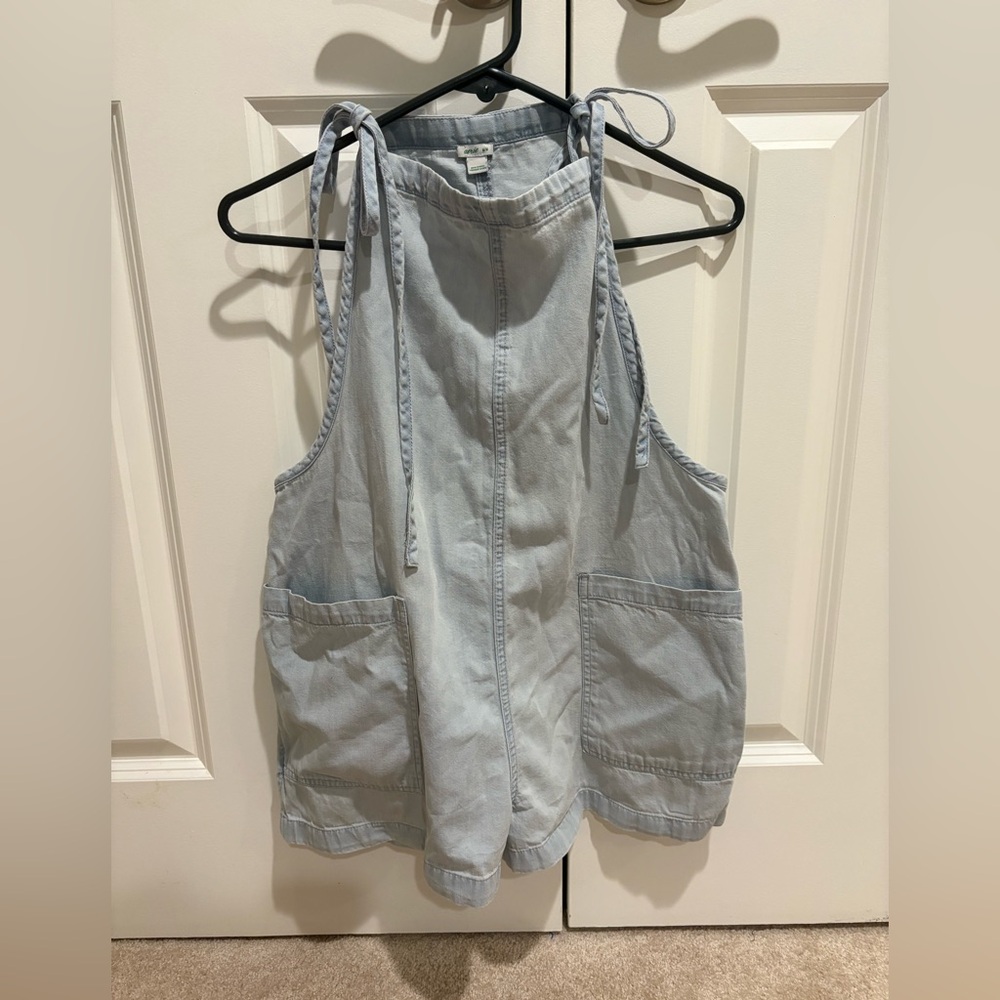 Aerie Light Blue Tie-Strap Romper